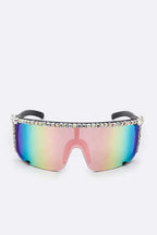 Rhinestone Shield Inspired Statement Sunglasses Hailey Brook Designs