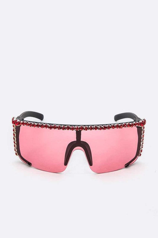 Rhinestone Shield Inspired Statement Sunglasses Hailey Brook Designs