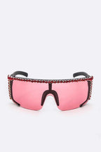 Rhinestone Shield Inspired Statement Sunglasses Hailey Brook Designs
