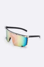 Rhinestone Shield Inspired Statement Sunglasses Hailey Brook Designs