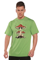 Boho Retro Hippie Mushrooms Natural Unisex Bamboo/Cotton Graphic T-Shirt Spun Bamboo