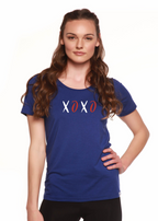 XOXO Women's Bamboo Sleeve Scoop Neck Graphic T-Shirt Spun Bamboo
