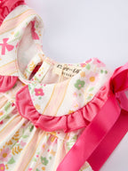 Spring Floral Bow Ruffle Girl Bloomer Set Rylee Faith Designs
