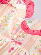 Spring Floral Bow Ruffle Girl Bloomer Set Rylee Faith Designs