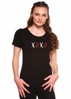 XOXO Women's Bamboo Sleeve Scoop Neck Graphic T-Shirt Spun Bamboo