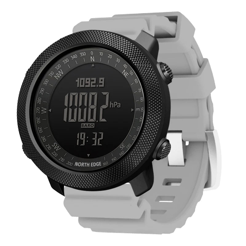 NORTH EDGE Men's sport Digital watch Hours Running Swimming Military Army watches Altimeter Barometer Compass waterproof 50m Fury Fits