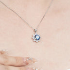 3.0 Carats ZIRCON Sunflower Shape Pendant Necklace for Women Men, D Color VVS1 Round Cut, Elegant Luxurious Fury Fits