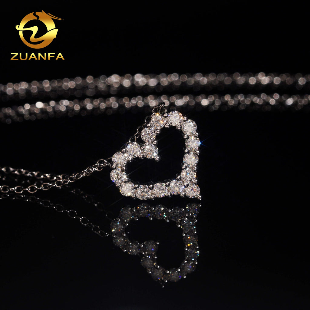 USA Local Stock Fast Shipping Small Heart Charms 925 Silver Moissanite Pass Diamond Test Gold Plated Heart Necklace for Women Fury Fits