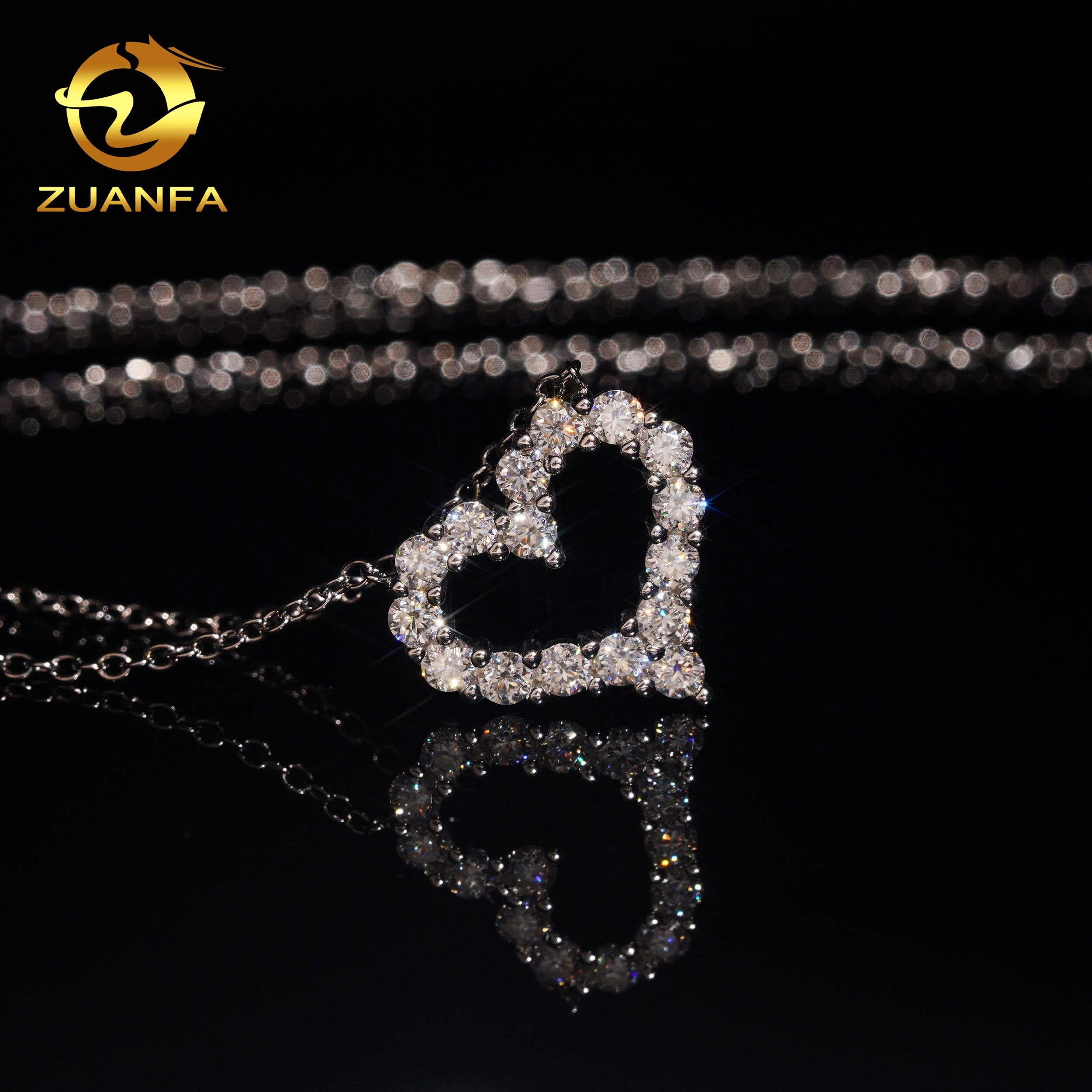 USA Local Stock Fast Shipping Small Heart Charms 925 Silver Moissanite Pass Diamond Test Gold Plated Heart Necklace for Women Fury Fits