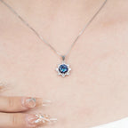 3.0 Carats ZIRCON Sunflower Shape Pendant Necklace for Women Men, D Color VVS1 Round Cut, Elegant Luxurious Fury Fits