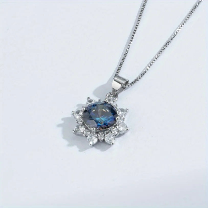 3.0 Carats ZIRCON Sunflower Shape Pendant Necklace for Women Men, D Color VVS1 Round Cut, Elegant Luxurious Fury Fits
