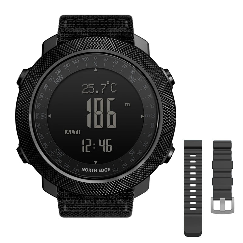 NORTH EDGE Men's sport Digital watch Hours Running Swimming Military Army watches Altimeter Barometer Compass waterproof 50m Fury Fits