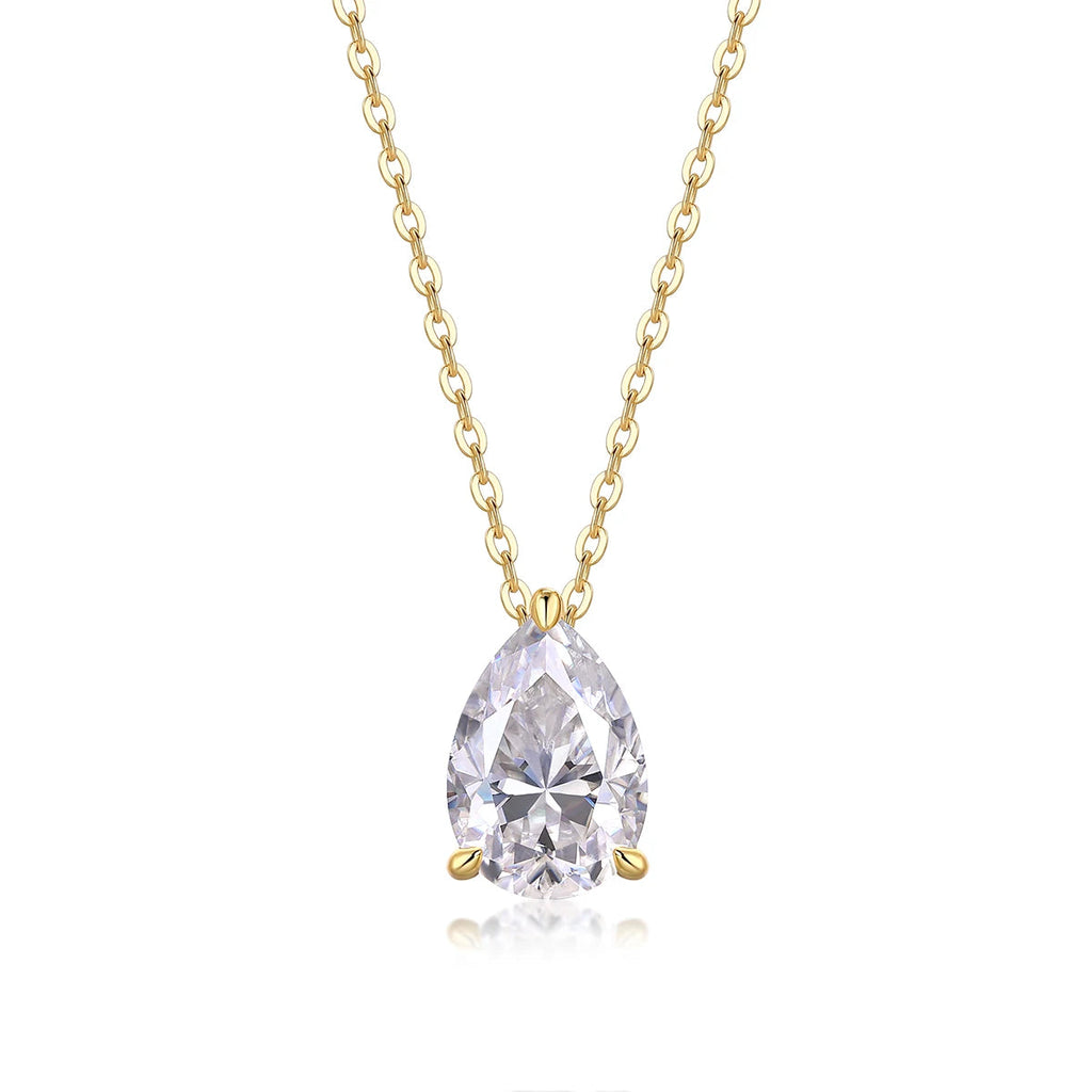 Original Factory Price 3ct Pear Cut Moissanite Pendant Women Simple Design Daily Wear 925 Silver Fine Necklace Gold Plated Fury Fits