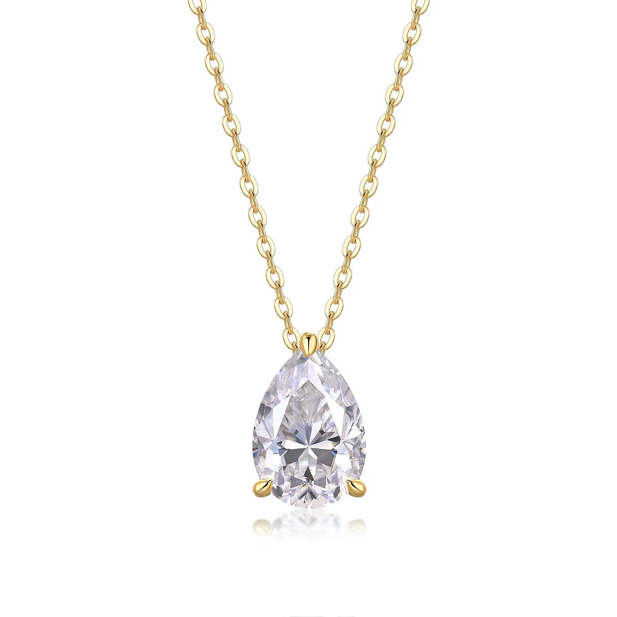 Original Factory Price 3ct Pear Cut Moissanite Pendant Women Simple Design Daily Wear 925 Silver Fine Necklace Gold Plated Fury Fits