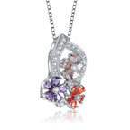 TD Collette Z Necklace Sterling Silver with Rhodium Plating Multi-Color Pear & Clear Cubic Zirconia Flower Drop Pattern Fury Fits