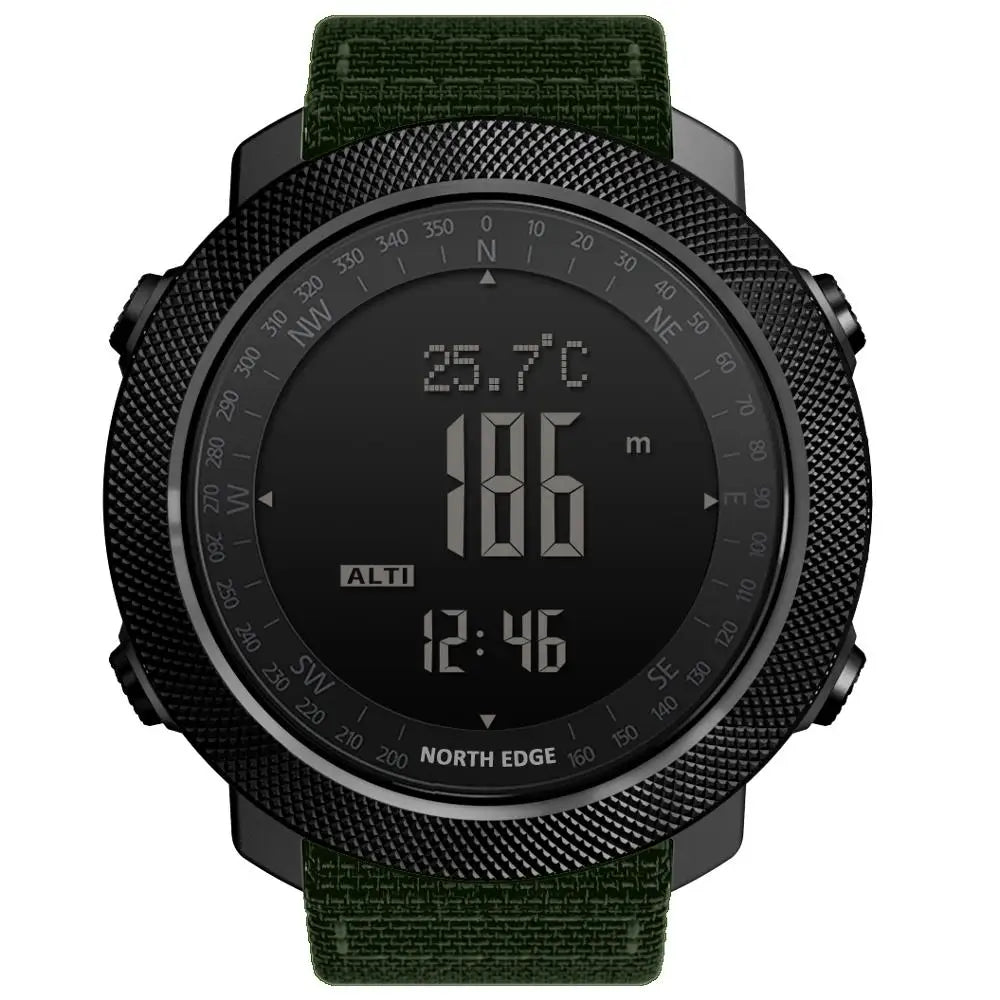 NORTH EDGE Men's sport Digital watch Hours Running Swimming Military Army watches Altimeter Barometer Compass waterproof 50m Fury Fits