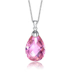 TD Collection Pink Teardrop Pendant with Cubic Zirconia Sterling Silver Rhodium Plated Fashionable Necklace Fury Fits
