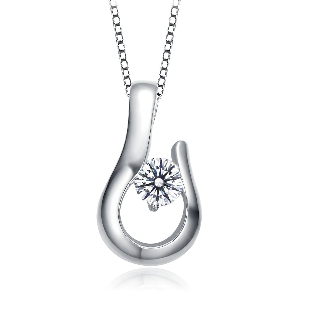 TD Collette Z Solitaire Hook Drop Necklace Sterling Silver with Rhodium Gold Plating Clear Cubic Zirconia Unique Number Shape Fury Fits