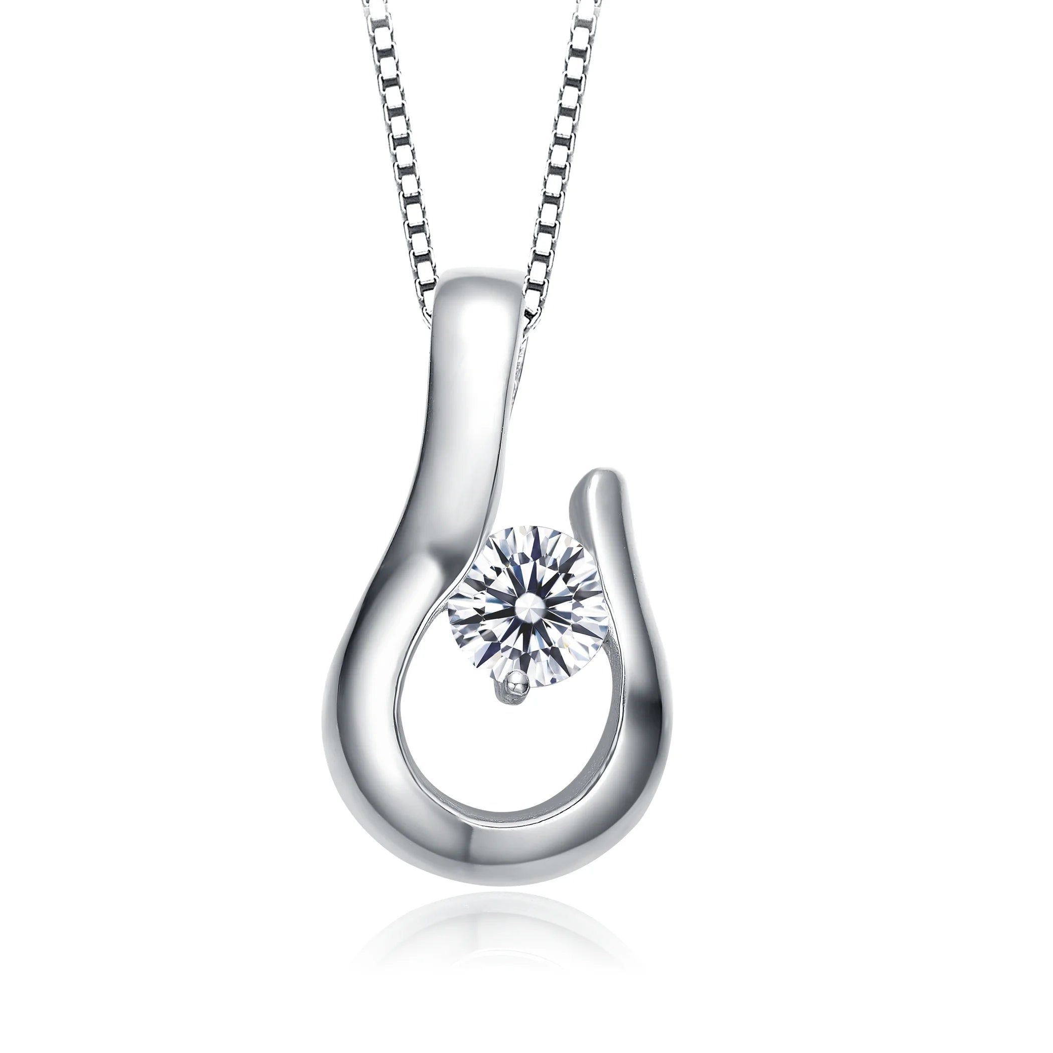 TD Collette Z Solitaire Hook Drop Necklace Sterling Silver with Rhodium Gold Plating Clear Cubic Zirconia Unique Number Shape Fury Fits