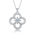 TD Collette Z Rhodium Plated Round Cubic Zirconia Flower Pendant Necklace Elegant Fine Pendant Necklaces Fury Fits