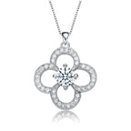 TD Collette Z Rhodium Plated Round Cubic Zirconia Flower Pendant Necklace Elegant Fine Pendant Necklaces Fury Fits