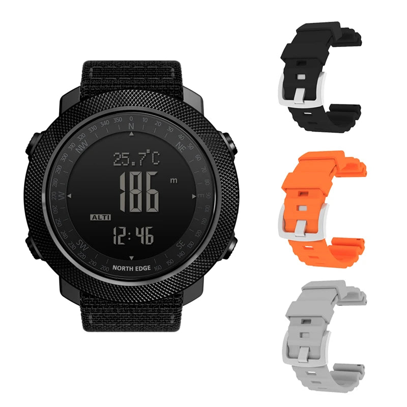 NORTH EDGE Men's sport Digital watch Hours Running Swimming Military Army watches Altimeter Barometer Compass waterproof 50m Fury Fits
