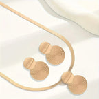 2pcs New Stylish Elegant Necklace and Ear Studs Women Jewelry Set Fashion Golden Flat Snake Chain Geometric Spiral Circular Fury Fits