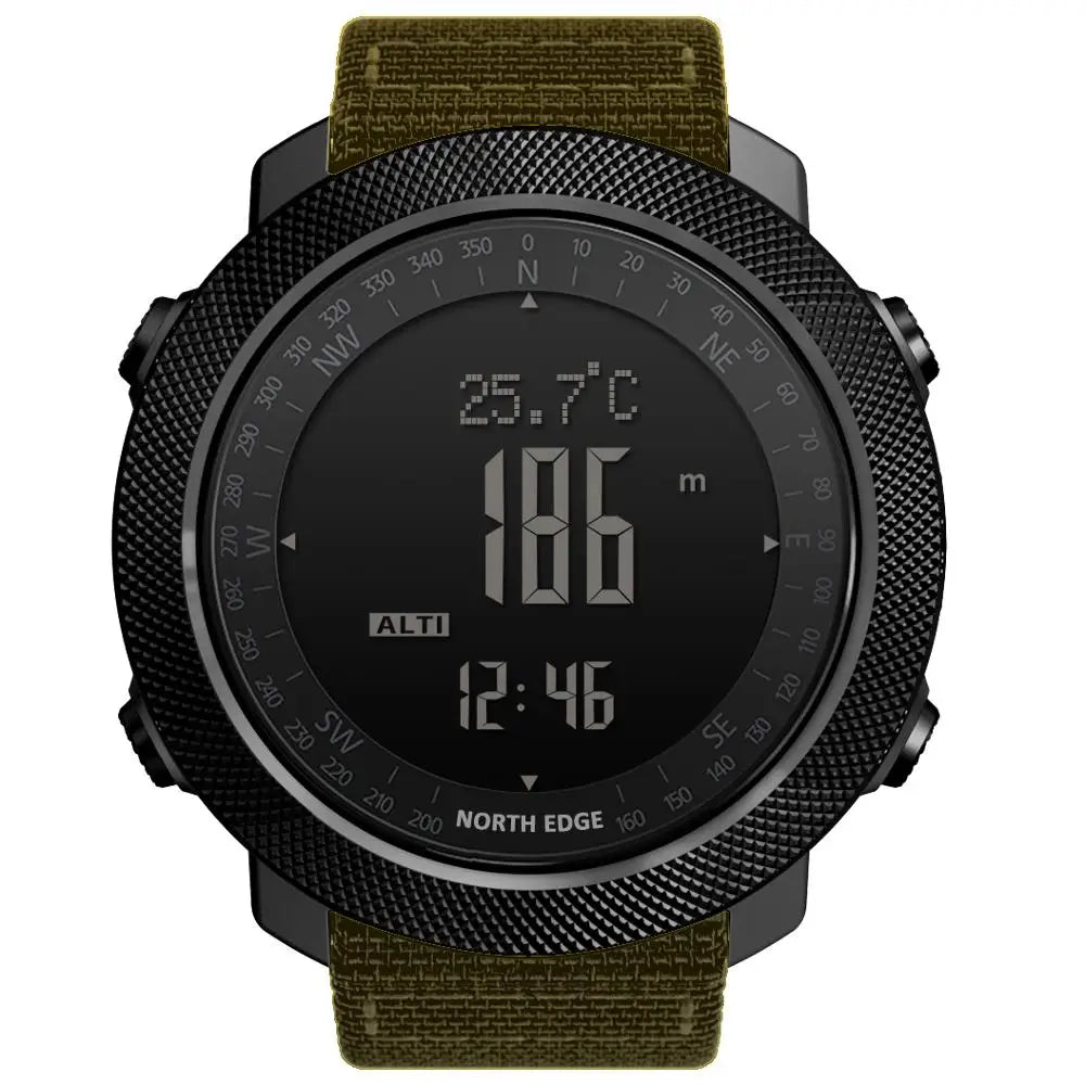 NORTH EDGE Men's sport Digital watch Hours Running Swimming Military Army watches Altimeter Barometer Compass waterproof 50m Fury Fits