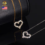 USA Local Stock Fast Shipping Small Heart Charms 925 Silver Moissanite Pass Diamond Test Gold Plated Heart Necklace for Women Fury Fits