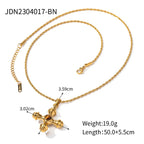 18K Gold Stainless Steel Cross Necklace tiger Eye Pendant Bamboo Chain Non-fading Jewelry Wholesale Women Fury Fits