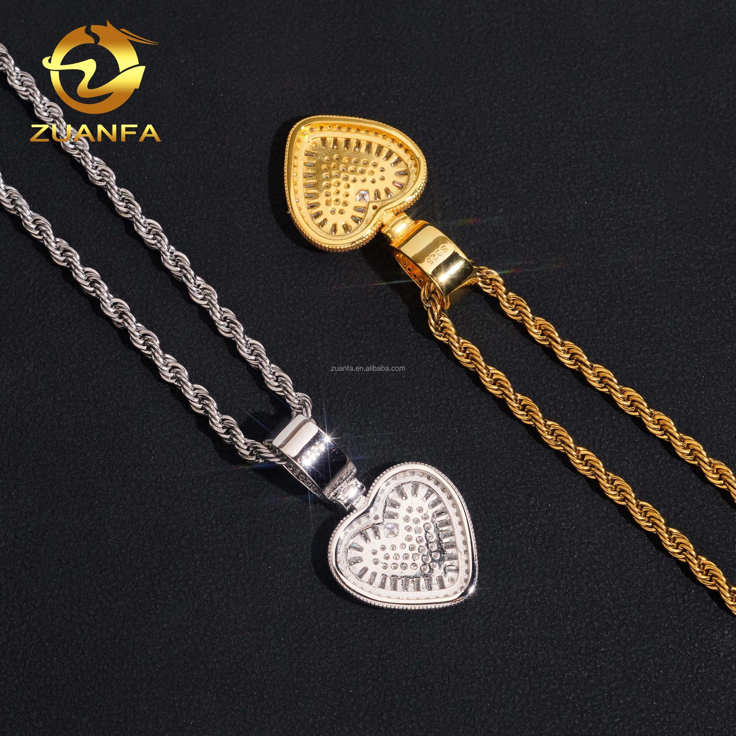 Drop Shipping in USA Warehouse Rapper Popular Jewelry Iced Out Hip Hop S925 Solid Silver VVS Moissanite Heart Pendant Women Gift Fury Fits