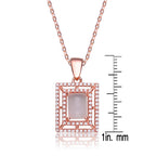 TD Collette Z Sterling Silver Pendant White Pink Cubic Zirconia Square Frame Trendy Gold Plated Necklace Diamond Zircon Main Fury Fits