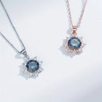 3.0 Carats ZIRCON Sunflower Shape Pendant Necklace for Women Men, D Color VVS1 Round Cut, Elegant Luxurious Fury Fits