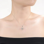 TD Collette Z Rhodium Plated Round Cubic Zirconia Flower Pendant Necklace Elegant Fine Pendant Necklaces Fury Fits