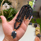 2pcs/Guardian Necklace Obsidian and Black Onyx Beaded Pendant Necklace for Men and Women Protection and Grounding Jewelry Fury Fits