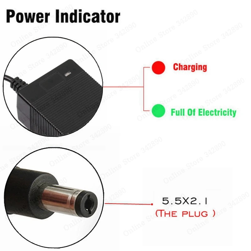 36V 2A battery charger Output 42V 2A Charger Input 100-240 VAC Lithium Li-ion Li-poly Charger For 10Series 36V Battery Fury Fits