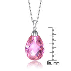 TD Collection Pink Teardrop Pendant with Cubic Zirconia Sterling Silver Rhodium Plated Fashionable Necklace Fury Fits