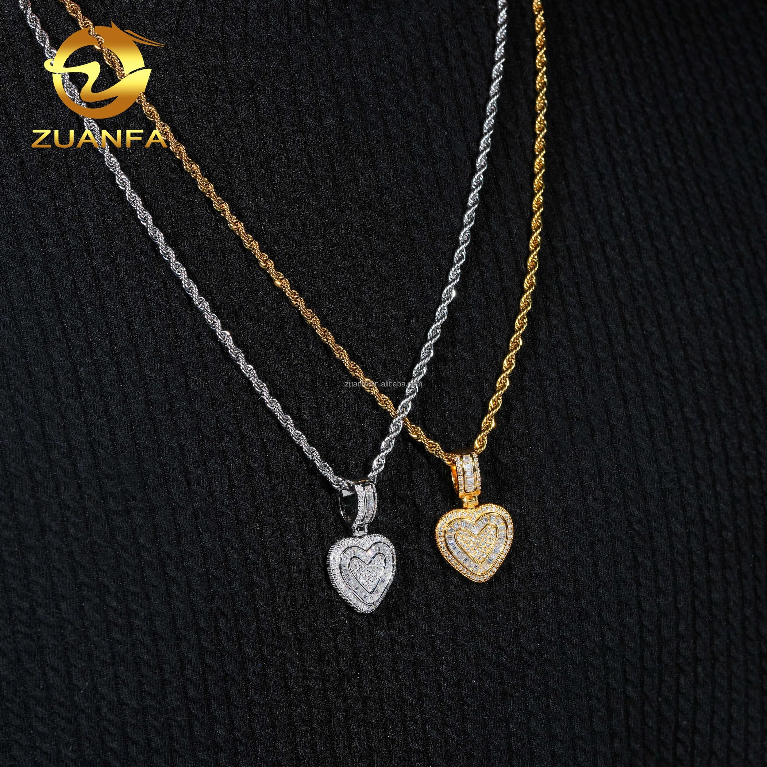 Drop Shipping in USA Warehouse Rapper Popular Jewelry Iced Out Hip Hop S925 Solid Silver VVS Moissanite Heart Pendant Women Gift Fury Fits