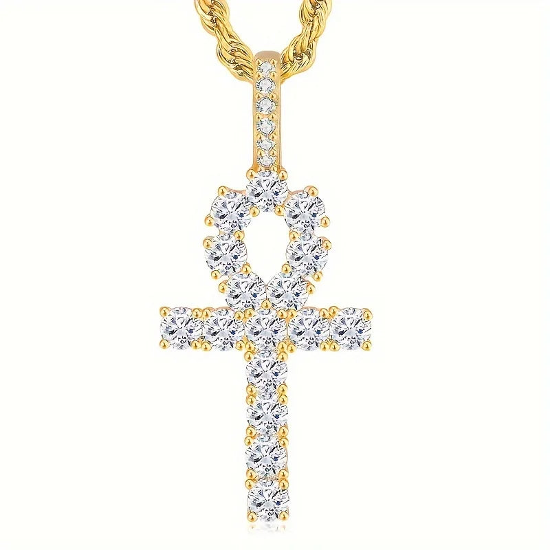 USA Iced Out Cross Pendant Men Religious Jewelry Women Christian Crucifix Gifts 14K Gold Plated Cubic Zirconia Jesus Necklace Fury Fits