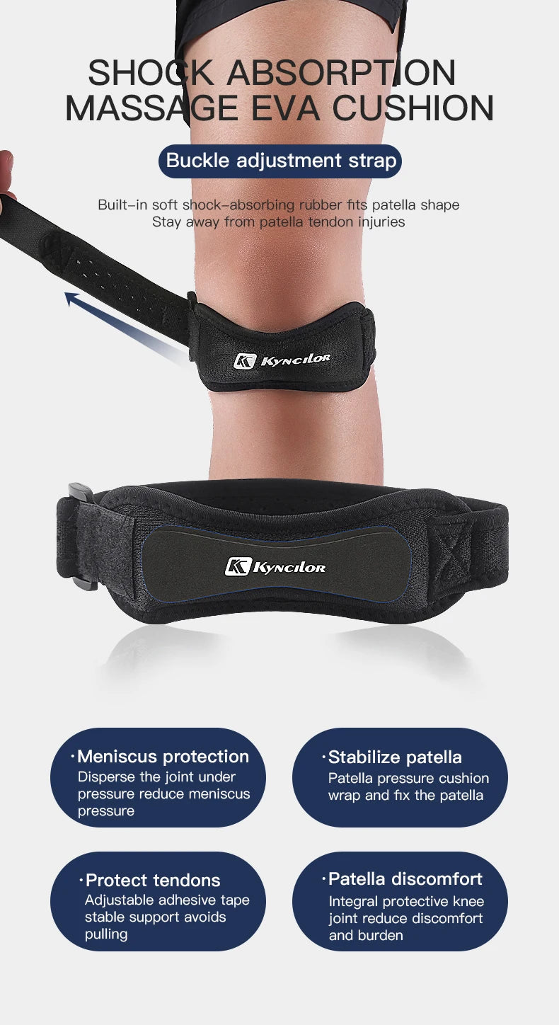 1 Piece Knee Patellar Tendon Knee Support Strape Brace Adjustable Shock Absorption Compression Knee Pad Sleeve for Basketball Fury Fits