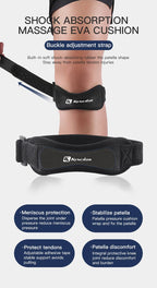 1 Piece Knee Patellar Tendon Knee Support Strape Brace Adjustable Shock Absorption Compression Knee Pad Sleeve for Basketball Fury Fits