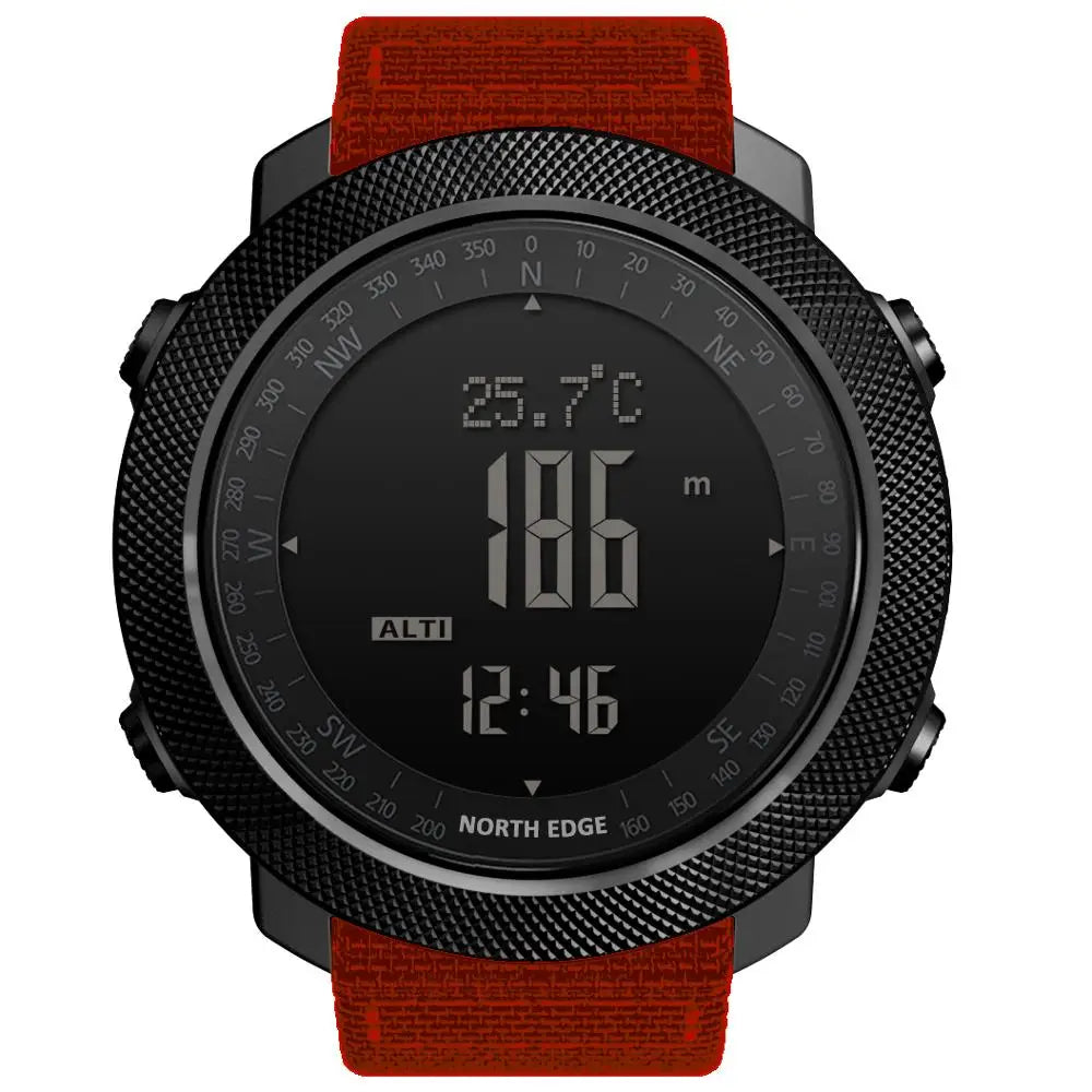 NORTH EDGE Men's sport Digital watch Hours Running Swimming Military Army watches Altimeter Barometer Compass waterproof 50m Fury Fits