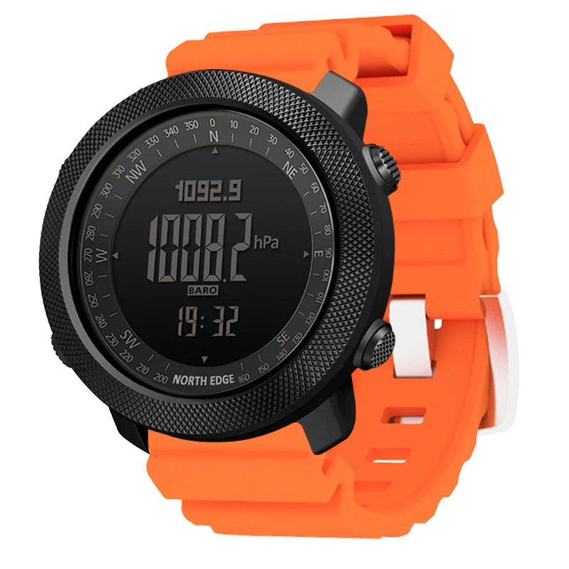 NORTH EDGE Men's sport Digital watch Hours Running Swimming Military Army watches Altimeter Barometer Compass waterproof 50m Fury Fits