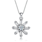 TD Collette Z Rhodium Plated Round Cubic Zirconia Flower Pendant Necklace Elegant Fine Pendant Necklaces Fury Fits