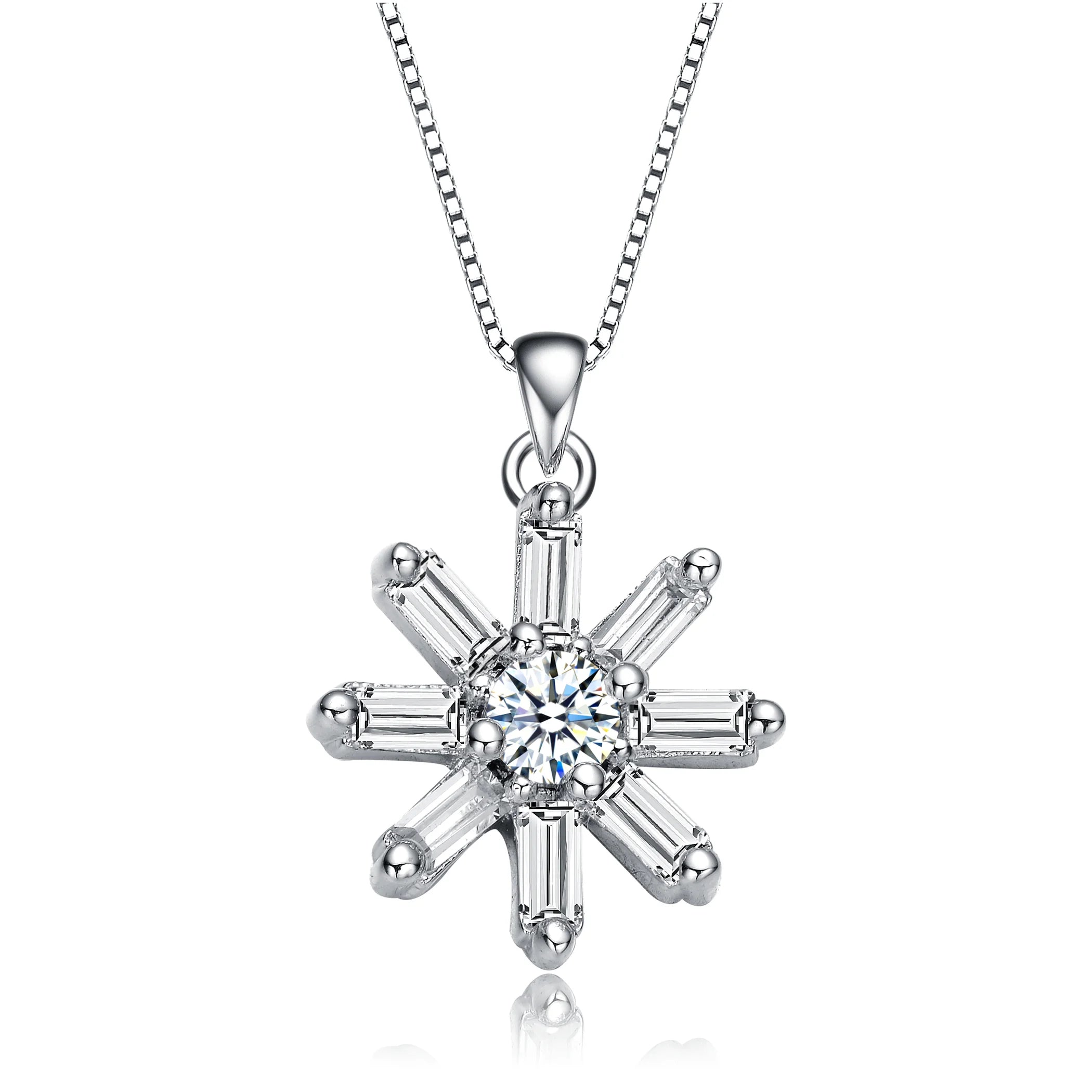 TD Collette Z Rhodium Plated Round Cubic Zirconia Flower Pendant Necklace Elegant Fine Pendant Necklaces Fury Fits