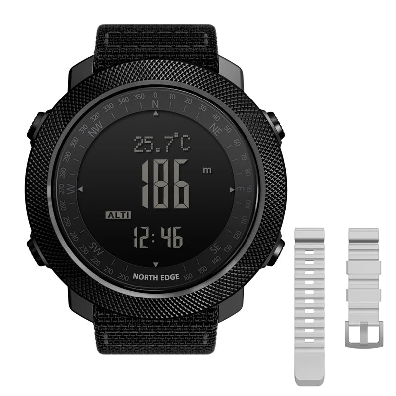 NORTH EDGE Men's sport Digital watch Hours Running Swimming Military Army watches Altimeter Barometer Compass waterproof 50m Fury Fits