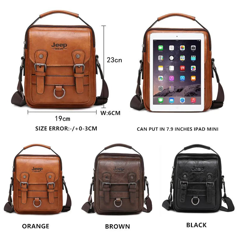 JEEP BULUO Multi-function Business Handbags Men New Man's Shoulder Bag Large Capacity Leather Messenger Bag Crossbody Big Brand Fury Fits