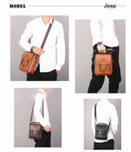 JEEP BULUO Multi-function Business Handbags Men New Man's Shoulder Bag Large Capacity Leather Messenger Bag Crossbody Big Brand Fury Fits