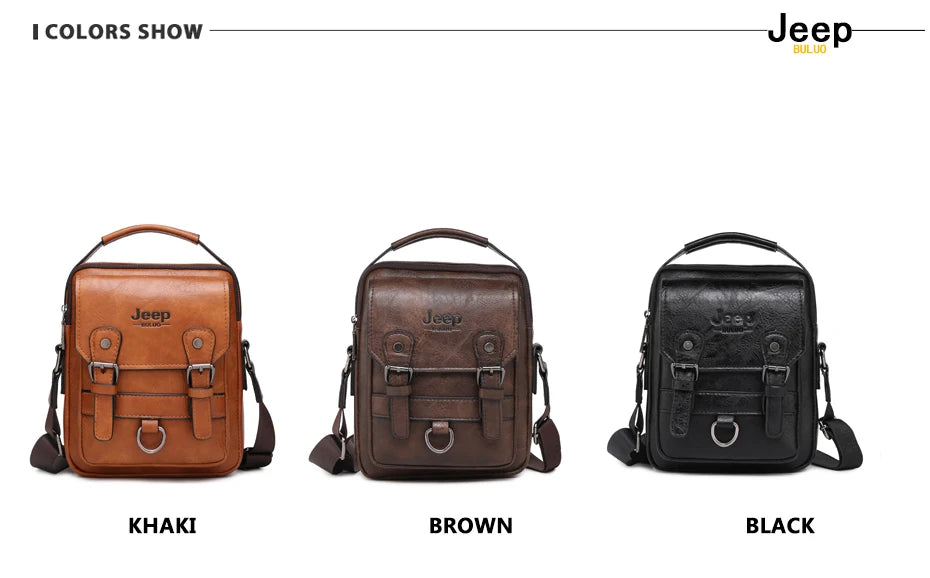 JEEP BULUO Multi-function Business Handbags Men New Man's Shoulder Bag Large Capacity Leather Messenger Bag Crossbody Big Brand Fury Fits