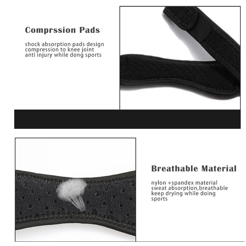 1 Piece Knee Patellar Tendon Knee Support Strape Brace Adjustable Shock Absorption Compression Knee Pad Sleeve for Basketball Fury Fits